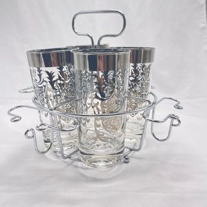VTG Kimiko high ball platinum glass cups with carrier